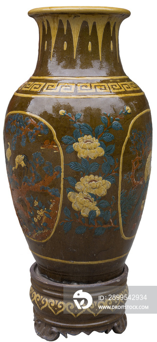 Isolated PNG cutout of a big Chinese vase on a transparent background