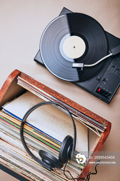 Vinyl records and turntable vinyl player