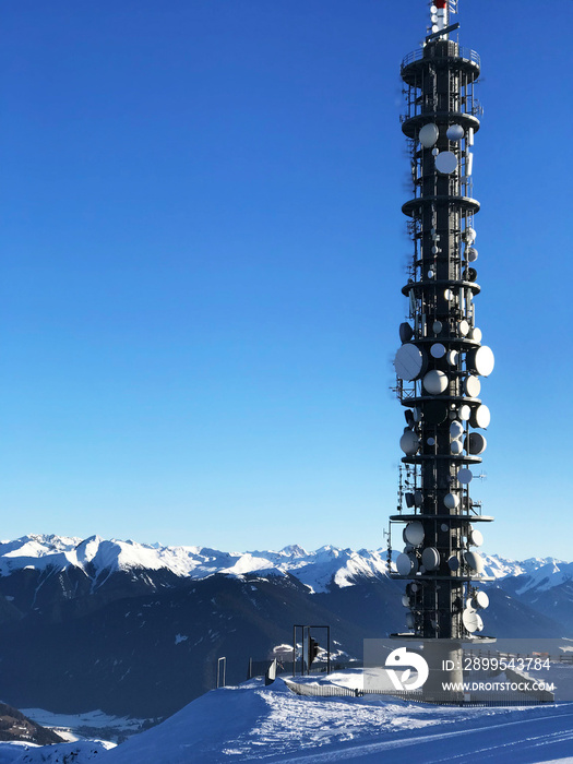 mobile phone tower in winter