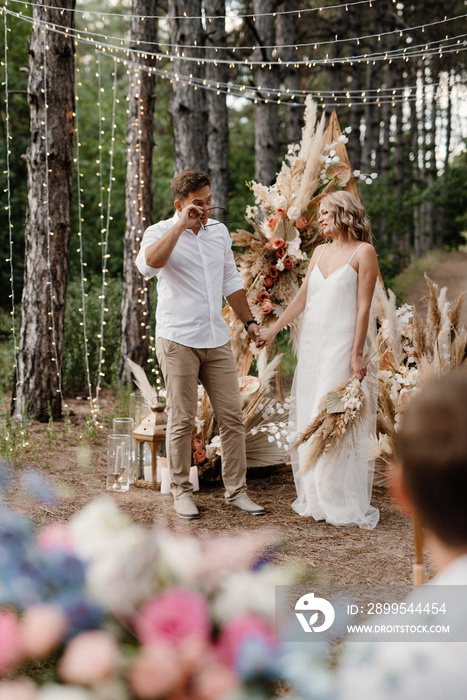 wedding ceremony of the marriage of a guy and a girl