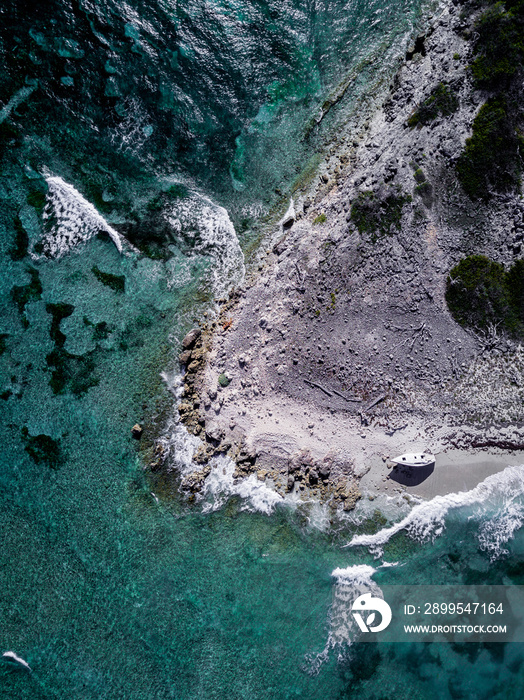 Aerial view of the coastline in Barbados in Caribbeans