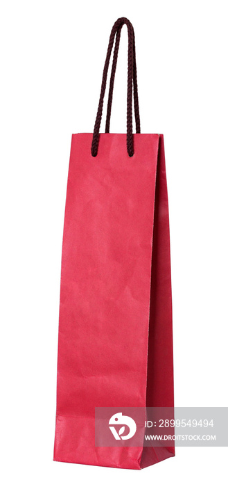 red paper bag for wine bottles isolated with clipping path for mockup