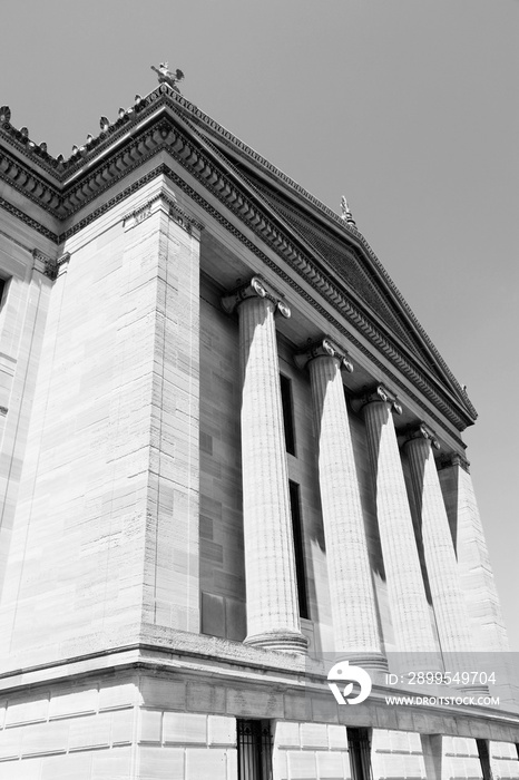 Philadelphia Art Gallery. Black and white retro style.