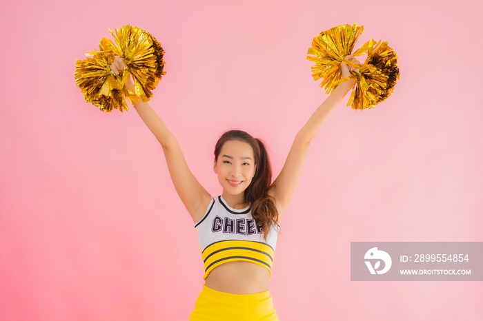 Portrait beautiful young asian woman cheerleader