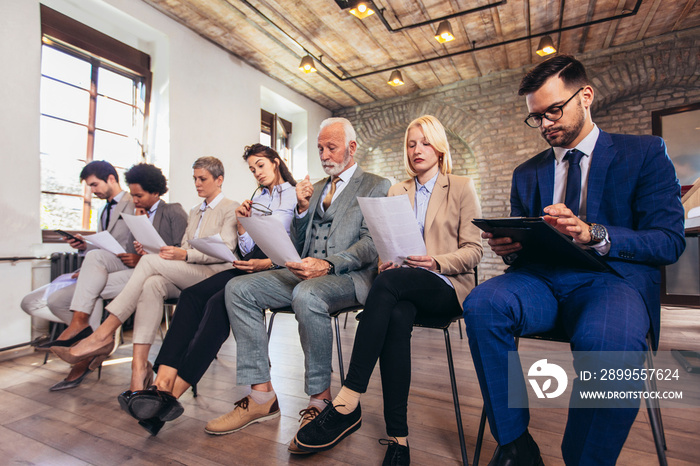 Business people waiting for job interview in modern office