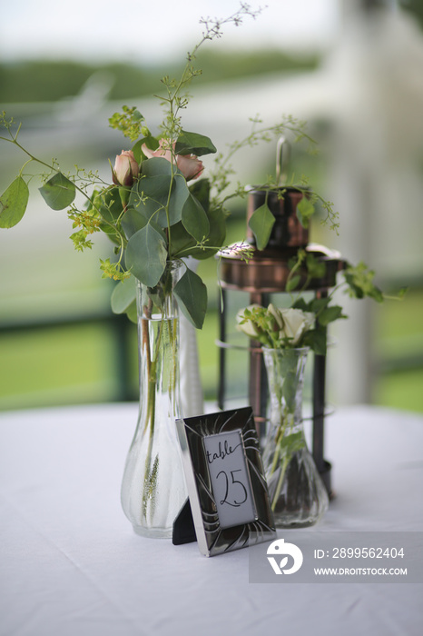 Pink, White, and Green Wedding Centerpiece