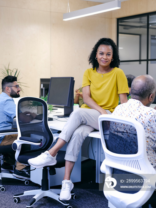 Office workers in co-working office space