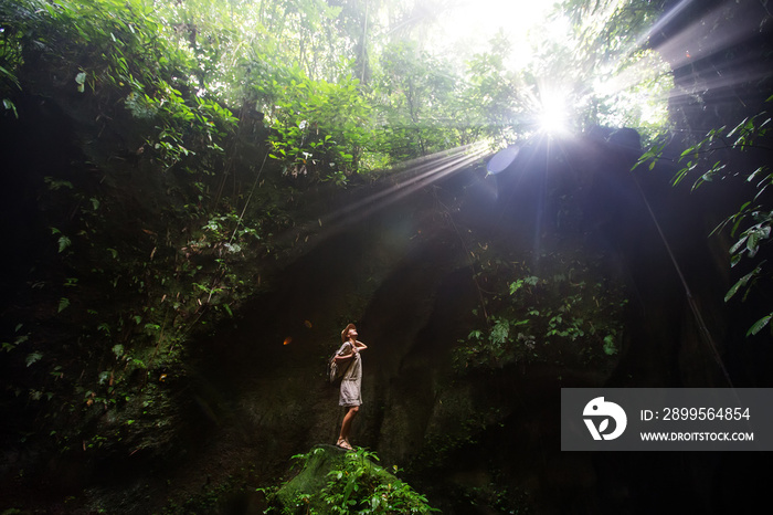 Woman in jungle on Bali, Indonesia 