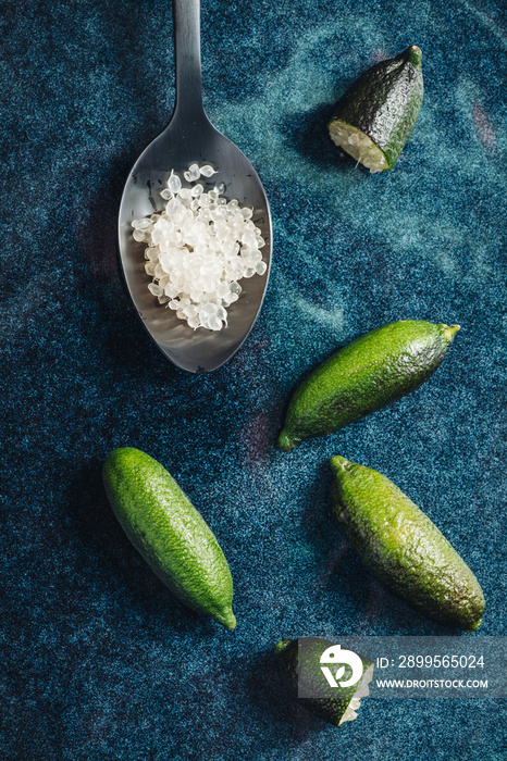 Bunch of fresh tasty finger limes fruits