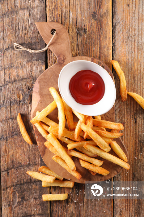 french fries and ketchup