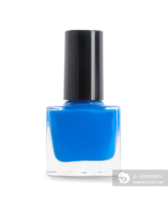 Bottle of nail polish on white background