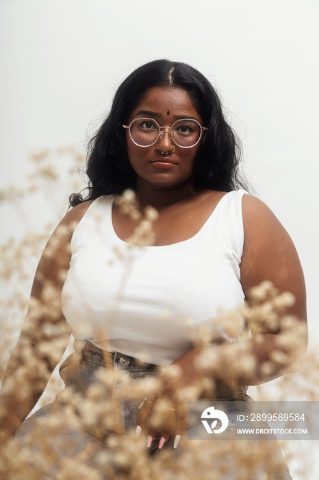 South Asian female solo lifestyle studio portrait shot