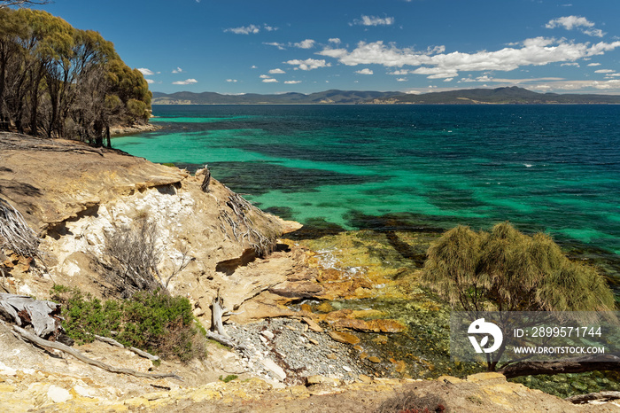 Painted Cliffs, Maria Island, Tasmania, national reservation, Australia