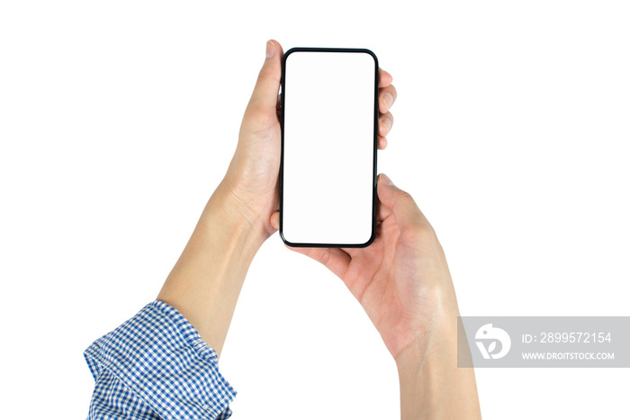 Work people using smartphones mobile phone isolated white background.clipping path