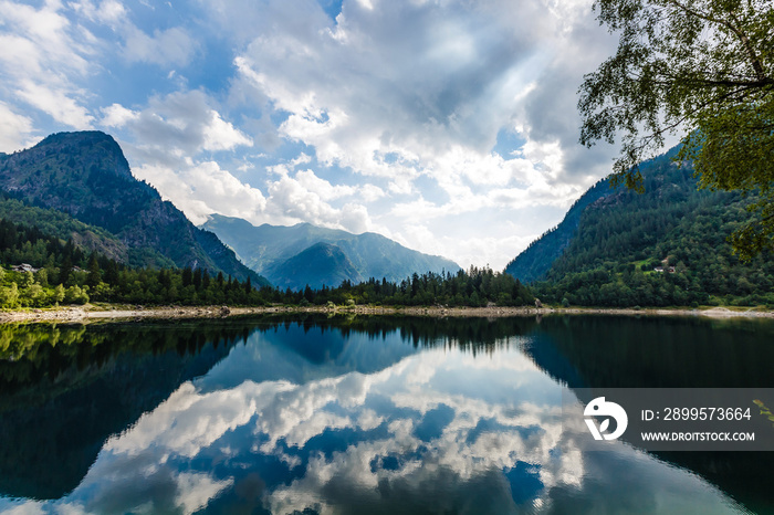 A summer day on Lake Antrona, in the Italian Alps, in Piedmont.