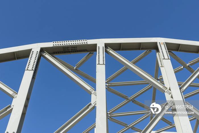 Structure of steel for building construction on sky background.