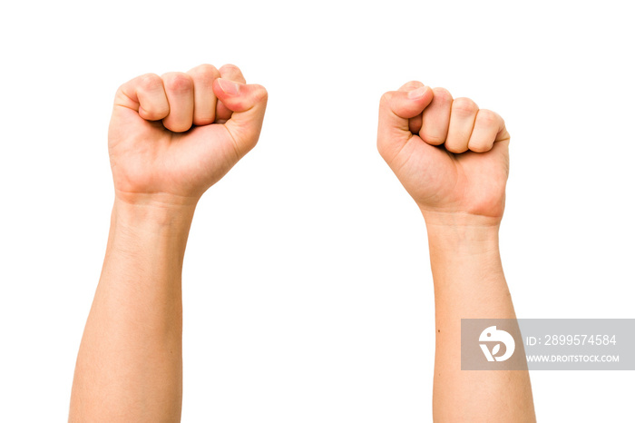 caucasian hands gesturing isolated on a white background