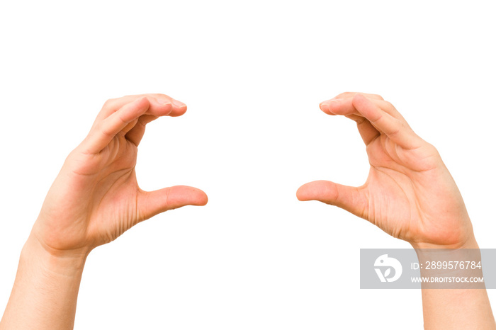 caucasian hands gesturing isolated on a white background