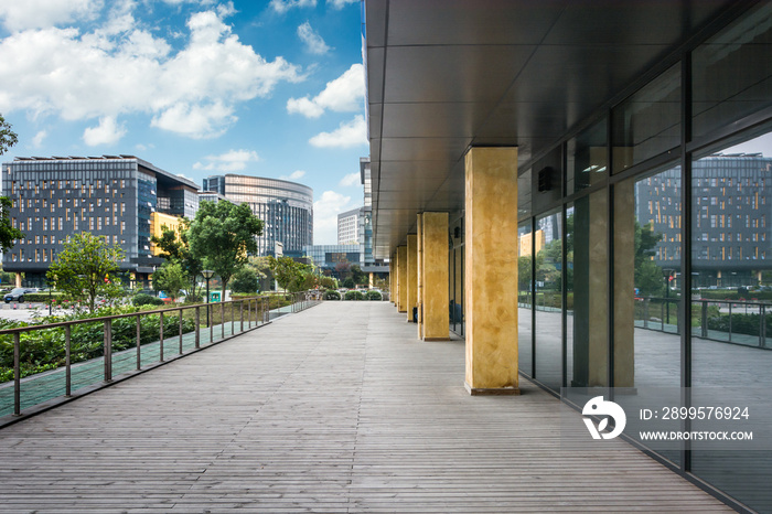 Modern city business building and empty ground