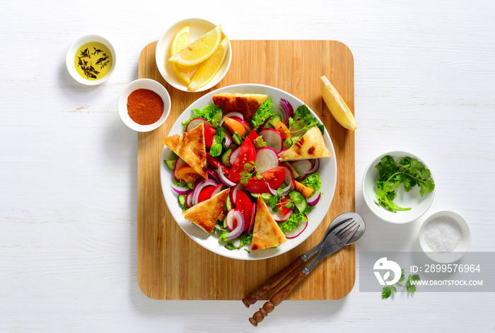 Fattoush salad served for one person