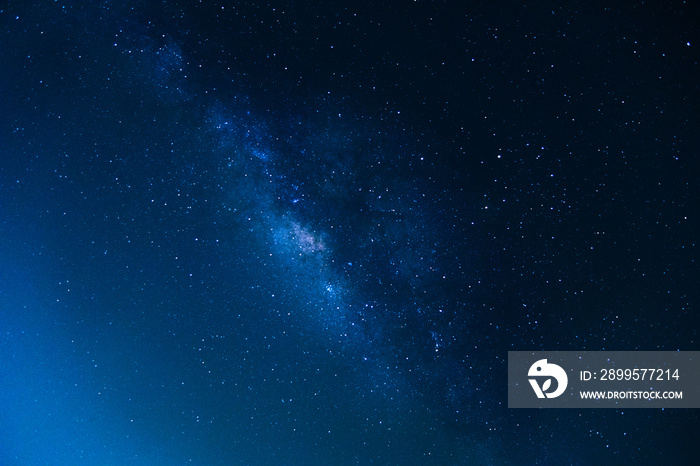 The Milky Way ,Long exposure photograph , Blue tone