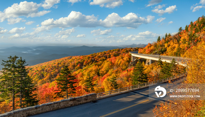 Blue Ridge Parkway National Park - Linn Cove Viaduct in Autumn