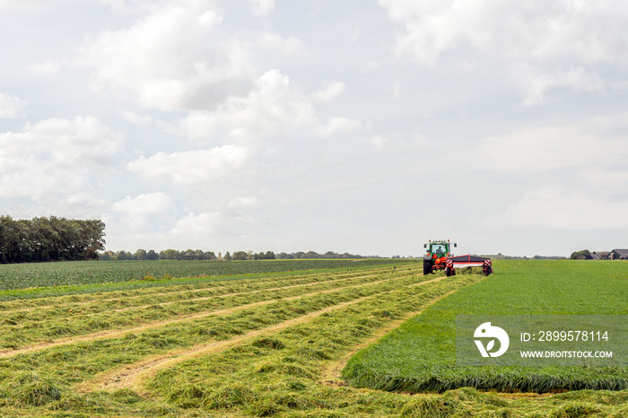 Mechanized mowing grass