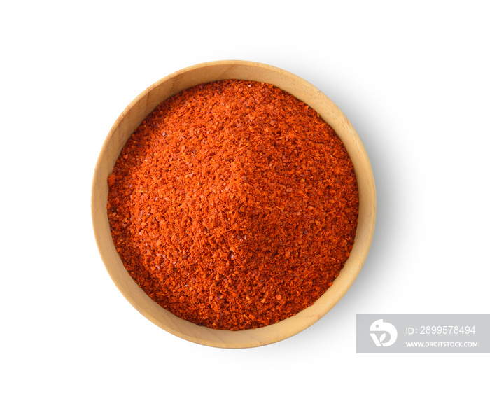 Cayenne pepper in wood bowl on transparent png