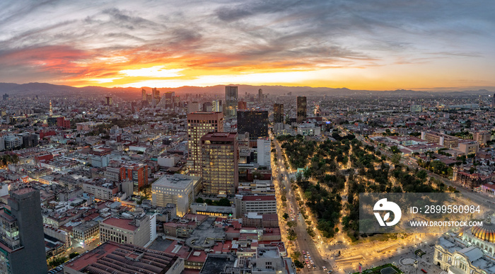 Mexico city aerial view panorama