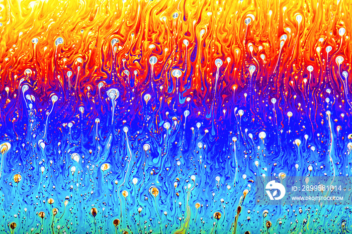 Swirling shapes and colors of a soap bubble