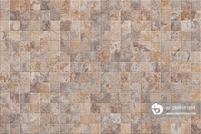 Brown cement and Concrete Stone mosaic tile. Old ceramic tile with cement texture.