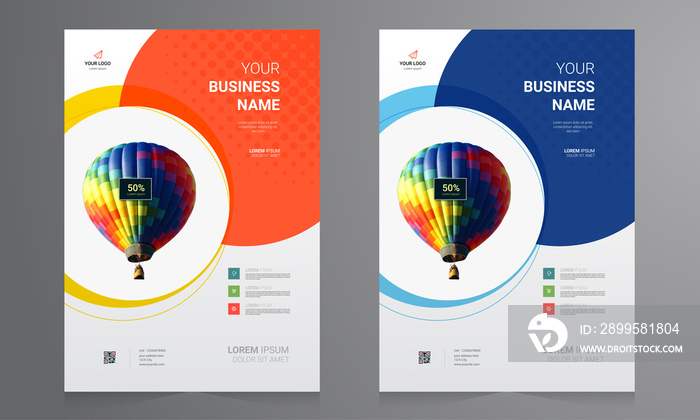 Brochure design, cover modern layout, poster, flyer in A4 with colorful triangles