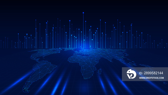 Point line abstract technology channel space, internet big data background.