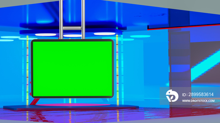 Virtual TV news broadcast studio set background