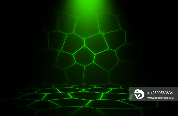 Green spotlight wall design background.