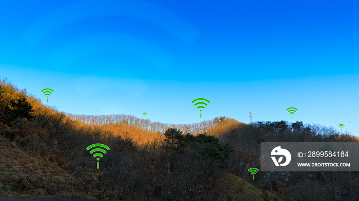 Rural Territory Wireless Connection Concept Illustrated by WIFI Icon