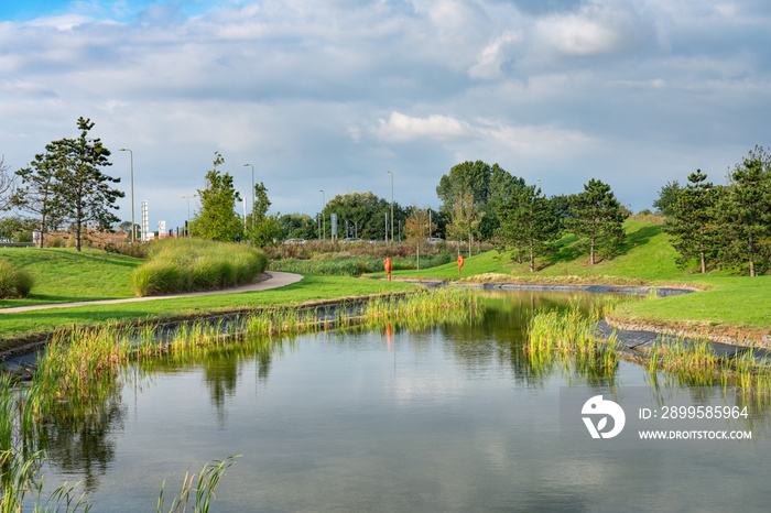 Water pond in Bicester town, England