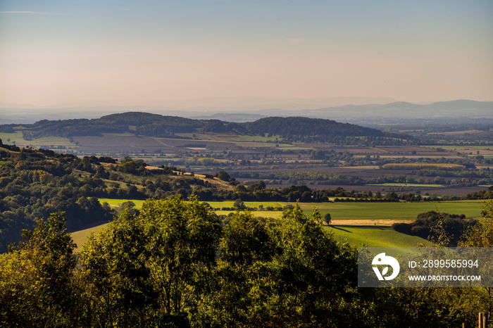 view of the cotswolds from broadway tower worcestershire england uk