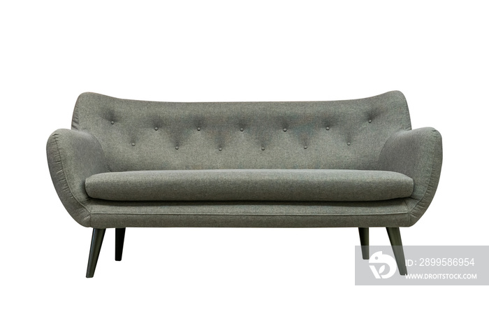 Gray soft sofa. Modern design sofa isolated on white background, clipping path