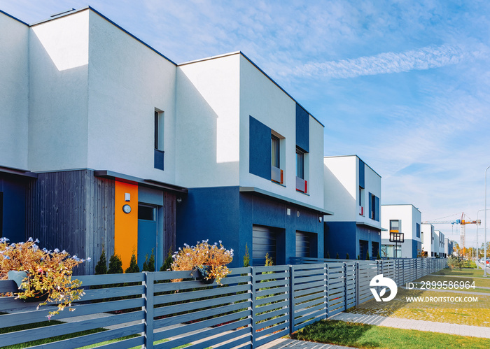 Apartment house and home residential building complex with gate