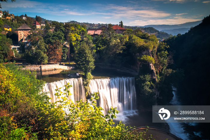 Waterfall on Pliva river in Jajce, Bosnia and Herzegovina