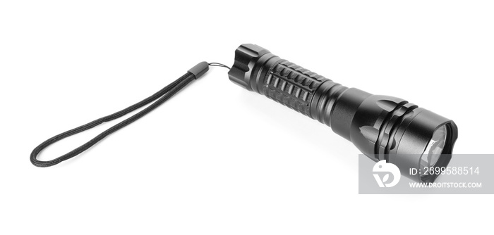 Modern flashlight on white background