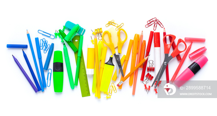 School supplies on white background. Back to school concept..