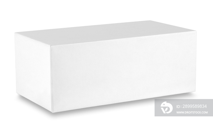 White rectangular box shot at an angle