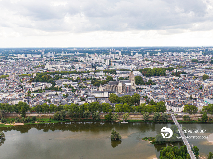 Aerial view of Tours city, Val-de-Loire