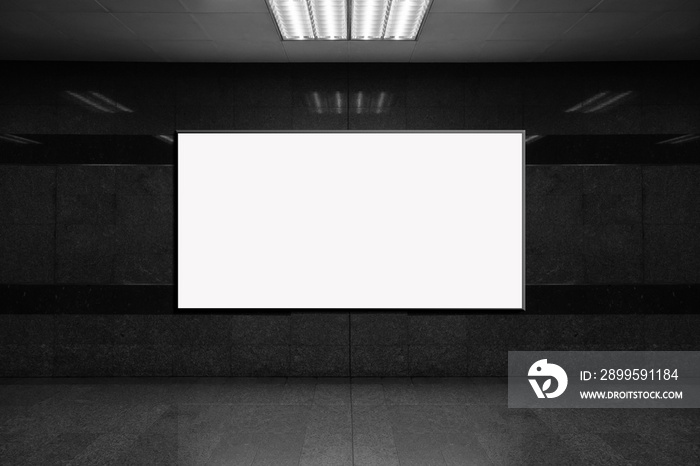 Blank poster mockup in metro station