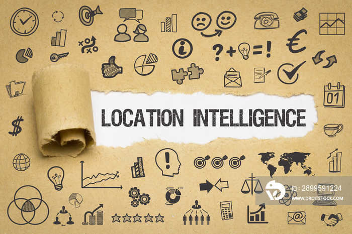 Location Intelligence / Papier mit Symbole