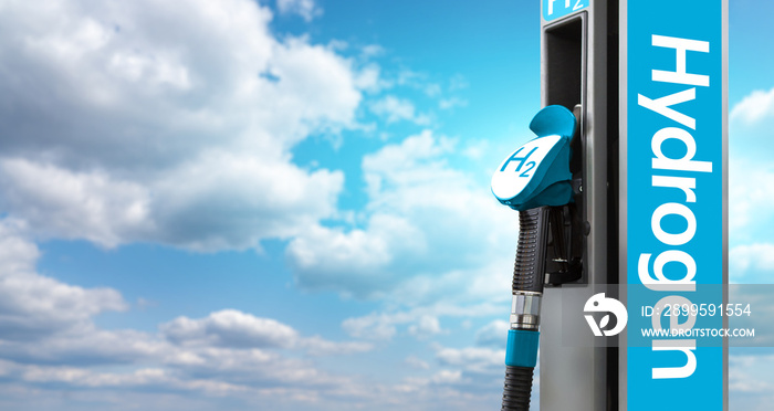 Hydrogen filling station on a background of blue sky