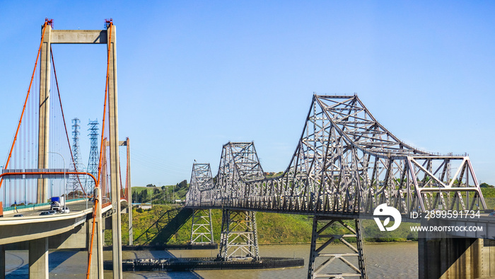 Carquinez Bridge on a sunny day, Interstate 80, North San Francisco bay, California