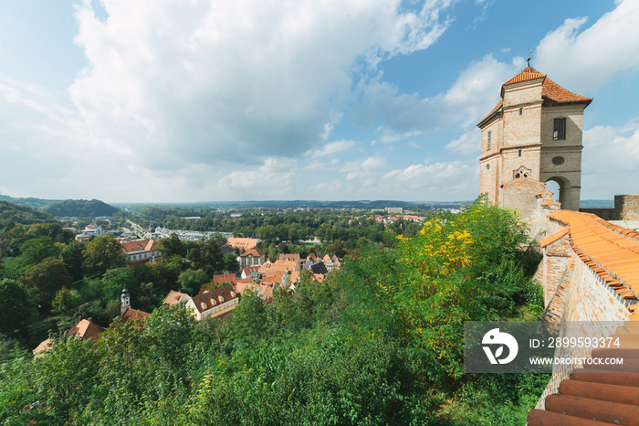 Views of the river Isar going through the landshut city in germany from Trausnitz castle ca